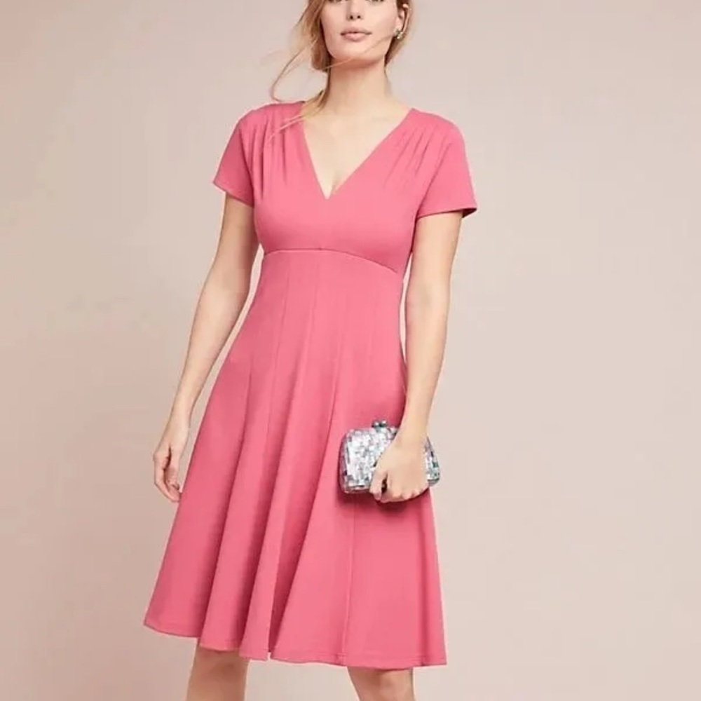 Maeve By Anthropologie Lincoln Centre V-Neck Dress In Pink Women's Size S